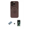 MARSİLYAN™- iPhone 13 Pro Kılıf Eksen Klasik Prime - Şeffaf 360 Full Body Arka Koruyucu + Gökkuşağı Shine Kamera Lens Koruma Cam