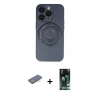 MARSİLYAN™- iPhone 13 Pro Kılıf Eksen Klasik Prime - Şeffaf 360 Full Body Arka Koruyucu + Renkli Kamera Lens Koruma Cam - MI