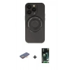 MARSİLYAN™- iPhone 13 Pro Kılıf Eksen Klasik Prime - Şeffaf 360 Full Body Arka Koruyucu + Turuncu Renkli Kamera Lens Koruma Cam