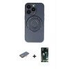 MARSİLYAN™- iPhone 13 Pro Kılıf Eksen Klasik Prime - Şeffaf 360 Full Body Arka Koruyucu + Turuncu Renkli Kamera Lens Koruma Cam