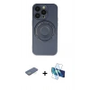 MARSİLYAN™- iPhone 13 Pro Kılıf Eksen Klasik Prime - Siyah 3D Antistatik Seramik Nano Ekran Koruyucu + Renkli Kamera Lens Koruma Cam - YL