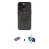 MARSİLYAN™- iPhone 13 Pro Kılıf Eksen Klasik Prime - Siyah 3D Antistatik Seramik Nano Ekran Koruyucu + Renkli Kamera Lens Koruma Cam - YL