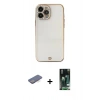 MARSİLYAN™- iPhone 13 Pro Kılıf Eksen Minimal Koleksiyonu - Şeffaf 360 Full Body Arka Koruyucu + Renkli Kamera Lens Koruma Cam - MI