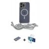 MARSİLYAN™- iPhone 13 Pro Kılıf Eksen Özel Seri - Siyah 3D Antistatik Seramik Nano Ekran Koruyucu + Renkli Kamera Lens Koruma Cam - SI