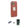 MARSİLYAN™- iPhone 13 Pro Kılıf İz Form Serisi - Şeffaf 360 Full Body Arka Koruyucu + Renkli Kamera Lens Koruma Cam - PE