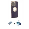 MARSİLYAN™- iPhone 13 Pro Kılıf İz Form Serisi - Siyah 3D Antistatik Seramik Nano Ekran Koruyucu + Shine Kamera Lens Koruma Cam - PE