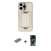 MARSİLYAN™- iPhone 13 Pro Kılıf Kozmos Minimal Prime - Şeffaf 360 Full Body Arka Koruyucu + Renkli Kamera Lens Koruma Cam - SI