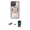 MARSİLYAN™- iPhone 13 Pro Kılıf Kutup Modern - Şeffaf 360 Full Body Arka Koruyucu + Mavi Renkli Kamera Lens Koruma Cam