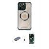 MARSİLYAN™- iPhone 13 Pro Kılıf Kutup Modern - Şeffaf 360 Full Body Arka Koruyucu + Renkli Kamera Lens Koruma Cam - SI