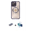 MARSİLYAN™- iPhone 13 Pro Kılıf Kutup Modern - Siyah 3D Antistatik Seramik Nano Ekran Koruyucu + Renkli Kamera Lens Koruma Cam - PE