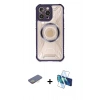 MARSİLYAN™- iPhone 13 Pro Kılıf Kutup Modern - Siyah 3D Antistatik Seramik Nano Ekran Koruyucu + Renkli Kamera Lens Koruma Cam - SI
