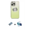 MARSİLYAN™- iPhone 13 Pro Kılıf Kutup Yansıma Özel Seri - Siyah 3D Antistatik Seramik Nano Ekran Koruyucu + Gökkuşağı Shine Kamera Lens Koruma Cam