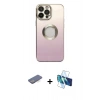 MARSİLYAN™- iPhone 13 Pro Kılıf Kutup Yansıma Özel Seri - Siyah 3D Antistatik Seramik Nano Ekran Koruyucu + Renkli Kamera Lens Koruma Cam - MI