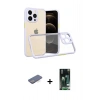 MARSİLYAN™- iPhone 13 Pro Kılıf Nova Asil Özel Seri - Şeffaf 360 Full Body Arka Koruyucu + Mavi Renkli Kamera Lens Koruma Cam