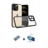 MARSİLYAN™- iPhone 13 Pro Kılıf Nova Asil Özel Seri - Siyah 3D Antistatik Seramik Nano Ekran Koruyucu + Shine Kamera Lens Koruma Cam - PE