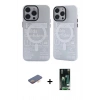 MARSİLYAN™- iPhone 13 Pro Kılıf Nova Doku Koleksiyonu - Şeffaf 360 Full Body Arka Koruyucu + Turuncu Renkli Kamera Lens Koruma Cam