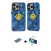MARSİLYAN™- iPhone 13 Pro Kılıf Nova Doku Koleksiyonu - Siyah 3D Antistatik Seramik Nano Ekran Koruyucu + Renkli Kamera Lens Koruma Cam - TU