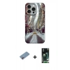 MARSİLYAN™- iPhone 13 Pro Kılıf Nova Doku Prime - Şeffaf 360 Full Body Arka Koruyucu + Pembe Shine Kamera Lens Koruma Cam