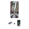 MARSİLYAN™- iPhone 13 Pro Kılıf Nova Doku Prime - Şeffaf 360 Full Body Arka Koruyucu + Renkli Kamera Lens Koruma Cam - TU
