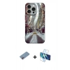 MARSİLYAN™- iPhone 13 Pro Kılıf Nova Doku Prime - Siyah 3D Antistatik Seramik Nano Ekran Koruyucu + Shine Kamera Lens Koruma Cam - PE