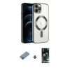 MARSİLYAN™- iPhone 13 Pro Kılıf Nova Işık Özel Seri - Şeffaf 360 Full Body Arka Koruyucu + Gökkuşağı Shine Kamera Lens Koruma Cam