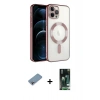 MARSİLYAN™- iPhone 13 Pro Kılıf Nova Işık Özel Seri - Şeffaf 360 Full Body Arka Koruyucu + Gökkuşağı Shine Kamera Lens Koruma Cam