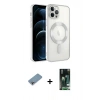 MARSİLYAN™- iPhone 13 Pro Kılıf Nova Işık Özel Seri - Şeffaf 360 Full Body Arka Koruyucu + Gökkuşağı Shine Kamera Lens Koruma Cam
