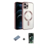 MARSİLYAN™- iPhone 13 Pro Kılıf Nova Işık Özel Seri - Şeffaf 360 Full Body Arka Koruyucu + Shine Kamera Lens Koruma Cam - PE