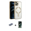 MARSİLYAN™- iPhone 13 Pro Kılıf Nova Işık Özel Seri - Şeffaf 360 Full Body Arka Koruyucu + Renkli Kamera Lens Koruma Cam - YL