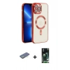 MARSİLYAN™- iPhone 13 Pro Kılıf Nova Işık Özel Seri - Şeffaf 360 Full Body Arka Koruyucu + Renkli Kamera Lens Koruma Cam - YL