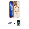 MARSİLYAN™- iPhone 13 Pro Kılıf Nova Işık Özel Seri - Şeffaf 360 Full Body Arka Koruyucu + Renkli Kamera Lens Koruma Cam - SI