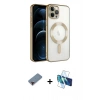 MARSİLYAN™- iPhone 13 Pro Kılıf Nova Işık Özel Seri - Siyah 3D Antistatik Seramik Nano Ekran Koruyucu + Kırmızı Metal Kamera Lens Koruma Cam