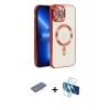 MARSİLYAN™- iPhone 13 Pro Kılıf Nova Işık Özel Seri - Siyah 3D Antistatik Seramik Nano Ekran Koruyucu + Mavi Renkli Kamera Lens Koruma Cam