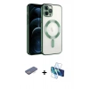 MARSİLYAN™- iPhone 13 Pro Kılıf Nova Işık Özel Seri - Siyah 3D Antistatik Seramik Nano Ekran Koruyucu + Mavi Renkli Kamera Lens Koruma Cam