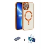 MARSİLYAN™- iPhone 13 Pro Kılıf Nova Işık Özel Seri - Siyah 3D Antistatik Seramik Nano Ekran Koruyucu + Renkli Kamera Lens Koruma Cam - YL