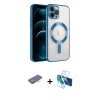 MARSİLYAN™- iPhone 13 Pro Kılıf Nova Işık Özel Seri - Siyah 3D Antistatik Seramik Nano Ekran Koruyucu + Turuncu Renkli Kamera Lens Koruma Cam