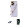 MARSİLYAN™- iPhone 13 Pro Kılıf Nova Işık Prime - Şeffaf 360 Full Body Arka Koruyucu + Mavi Renkli Kamera Lens Koruma Cam