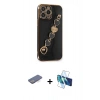 MARSİLYAN™- iPhone 13 Pro Kılıf Nova Işık Prime - Siyah 3D Antistatik Seramik Nano Ekran Koruyucu + Renkli Kamera Lens Koruma Cam - MI