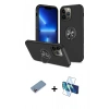 MARSİLYAN™- iPhone 13 Pro Kılıf Odak Form Prime - Siyah 3D Antistatik Seramik Nano Ekran Koruyucu + Shine Kamera Lens Koruma Cam - PE