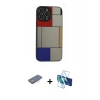 MARSİLYAN™- iPhone 13 Pro Kılıf Odak Klasik Serisi - Siyah 3D Antistatik Seramik Nano Ekran Koruyucu + Renkli Kamera Lens Koruma Cam - PE