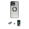 MARSİLYAN™- iPhone 13 Pro Kılıf Pusula Form - Şeffaf 360 Full Body Arka Koruyucu + Renkli Kamera Lens Koruma Cam - PE