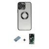 MARSİLYAN™- iPhone 13 Pro Kılıf Pusula Form - Şeffaf 360 Full Body Arka Koruyucu + Shine Kamera Lens Koruma Cam - GI