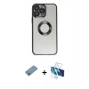 MARSİLYAN™- iPhone 13 Pro Kılıf Pusula Form - Siyah 3D Antistatik Seramik Nano Ekran Koruyucu + Shine Kamera Lens Koruma Cam - GI