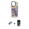MARSİLYAN™- iPhone 13 Pro Kılıf Siluet Çizgi Koleksiyonu - Şeffaf 360 Full Body Arka Koruyucu + Shine Kamera Lens Koruma Cam - GI