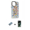 MARSİLYAN™- iPhone 13 Pro Kılıf Siluet Çizgi Koleksiyonu - Şeffaf 360 Full Body Arka Koruyucu + Shine Kamera Lens Koruma Cam - GI