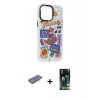 MARSİLYAN™- iPhone 13 Pro Kılıf Siluet Çizgi Koleksiyonu - Şeffaf 360 Full Body Arka Koruyucu + Renkli Kamera Lens Koruma Cam - MI