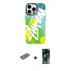 MARSİLYAN™- iPhone 13 Pro Kılıf Siluet Çizgi Koleksiyonu - Şeffaf 360 Full Body Arka Koruyucu + Renkli Kamera Lens Koruma Cam - MI