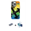 MARSİLYAN™- iPhone 13 Pro Kılıf Siluet Çizgi Koleksiyonu - Siyah 3D Antistatik Seramik Nano Ekran Koruyucu + Renkli Kamera Lens Koruma Cam - YL