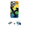 MARSİLYAN™- iPhone 13 Pro Kılıf Siluet Çizgi Koleksiyonu - Siyah 3D Antistatik Seramik Nano Ekran Koruyucu + Renkli Kamera Lens Koruma Cam - SI
