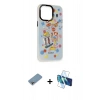 MARSİLYAN™- iPhone 13 Pro Kılıf Siluet Çizgi Koleksiyonu - Siyah 3D Antistatik Seramik Nano Ekran Koruyucu + Shine Kamera Lens Koruma Cam - GI